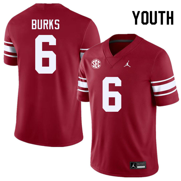 Youth #6 Deion Burks Oklahoma Sooners 2024 SEC Conference College Football Jerseys-Throwback